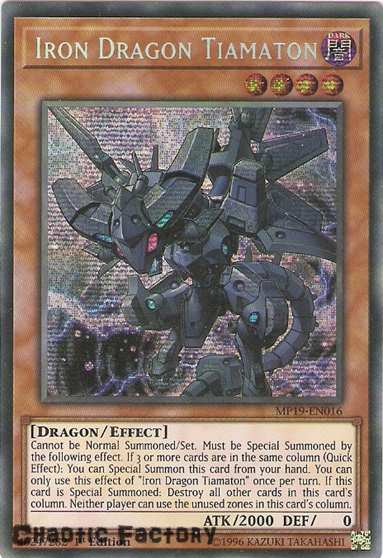 Yugioh MP19EN016 Iron Dragon Tiamaton Prismatic Secret Rare 1st Edition NM