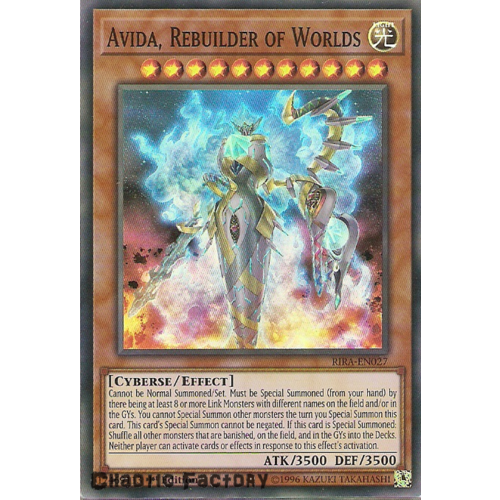Yugioh RIRAEN027 Avida, Rebuilder of Worlds Super Rare 1st Edition NM