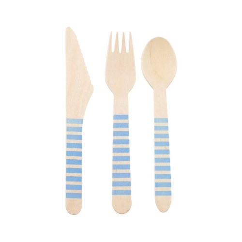 Wooden Baby Blue Cutlery x 18 Kids Themed Party Supplies Character