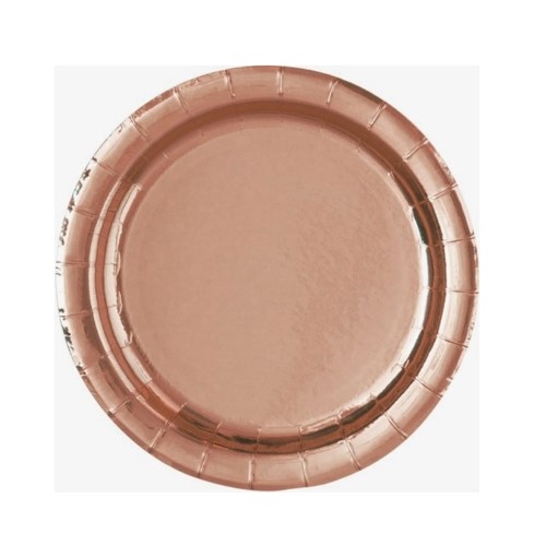 Rose Gold Small Metallic Plates x 8 Kids Themed Party Supplies