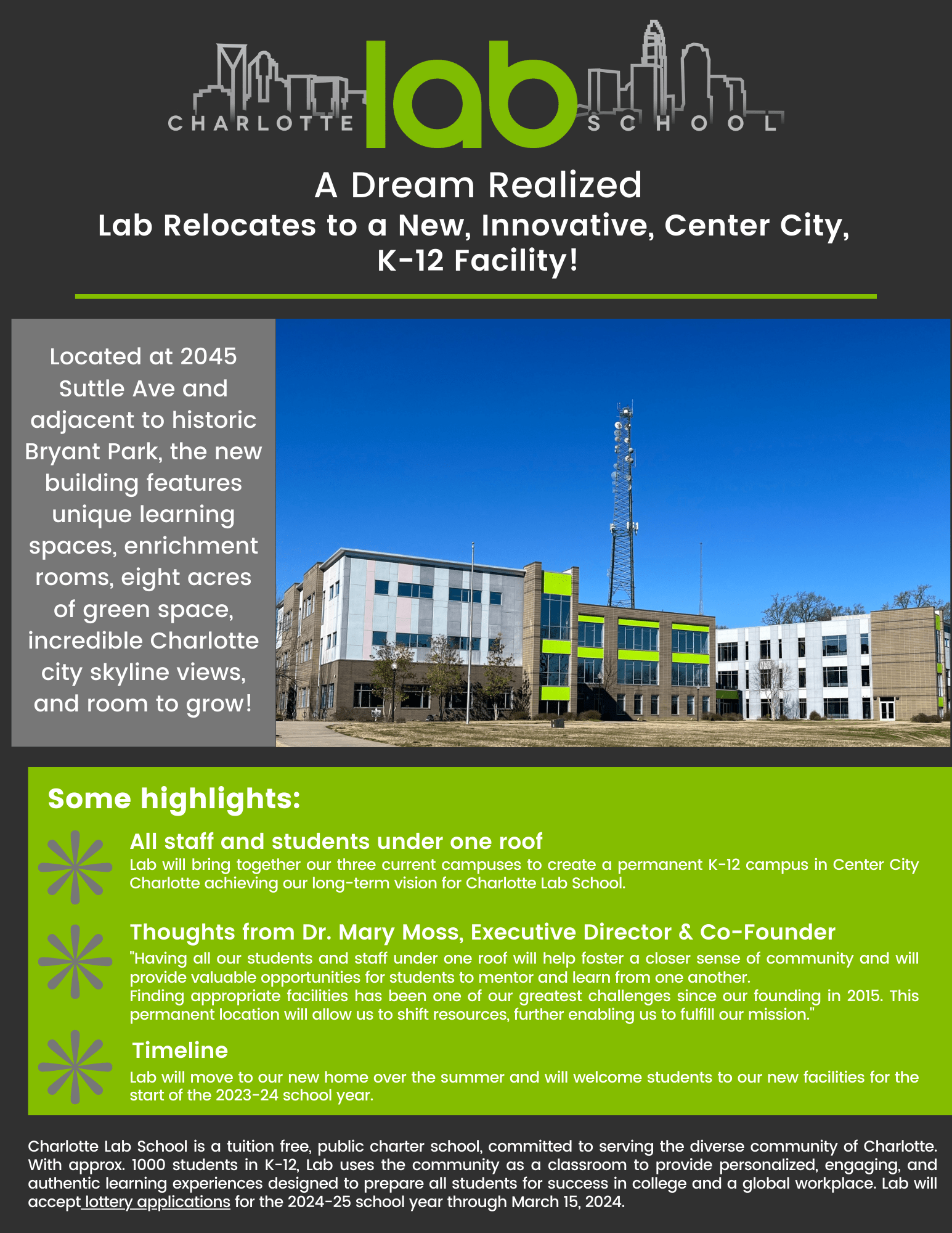 Lab's New Home Charlotte Lab School