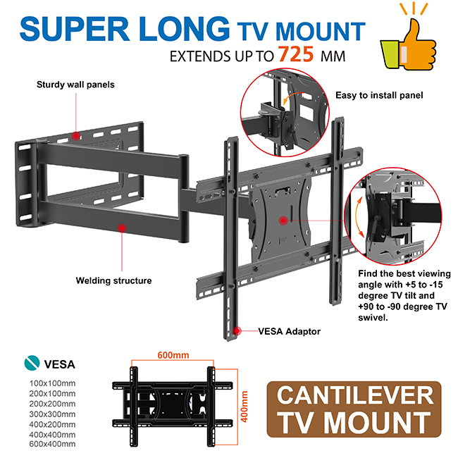 Wholesale OEM Hang Tv From Ceiling Factories Extra Long Single