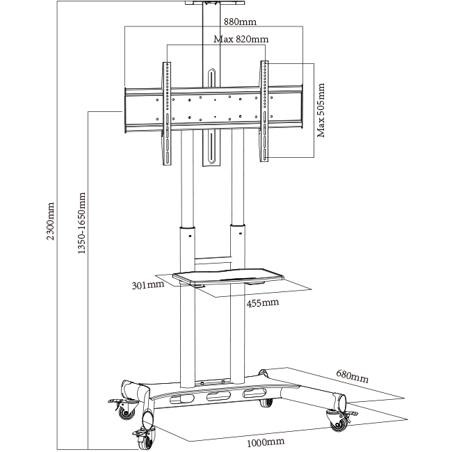 Wholesale Heavy Duty Rolling TV Cart Stand Manufacturer and Factory CHARMTECH