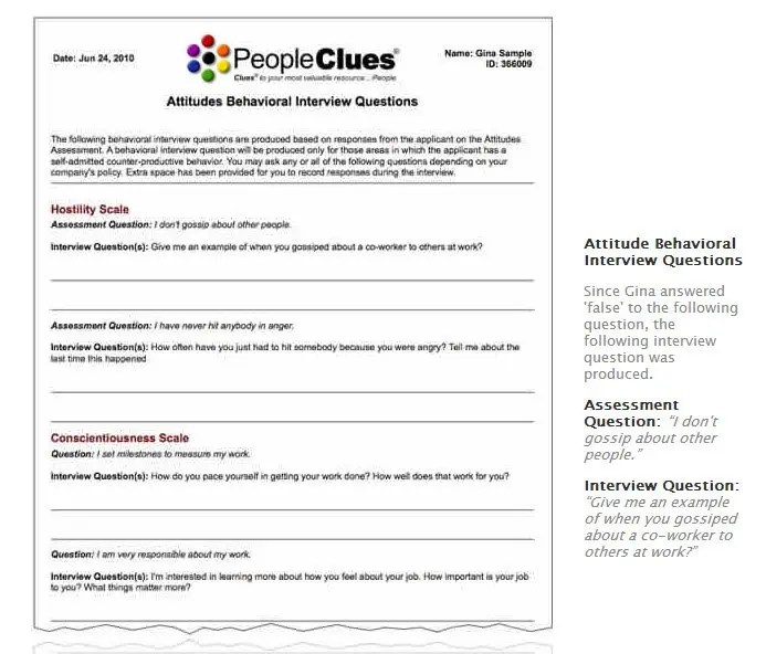 PeopleClues Employee Selection Process Sample Reports