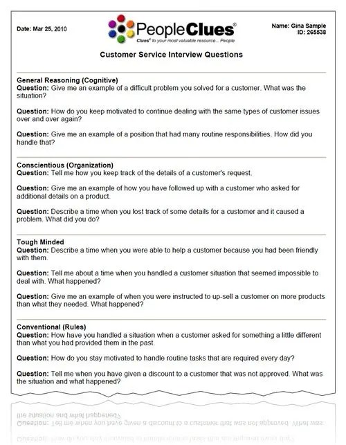 PeopleClues Employee Selection Process Sample Reports