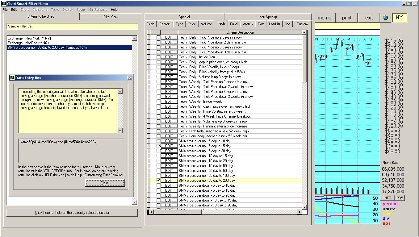 ChartSmart Stock Screening with Chartsmart