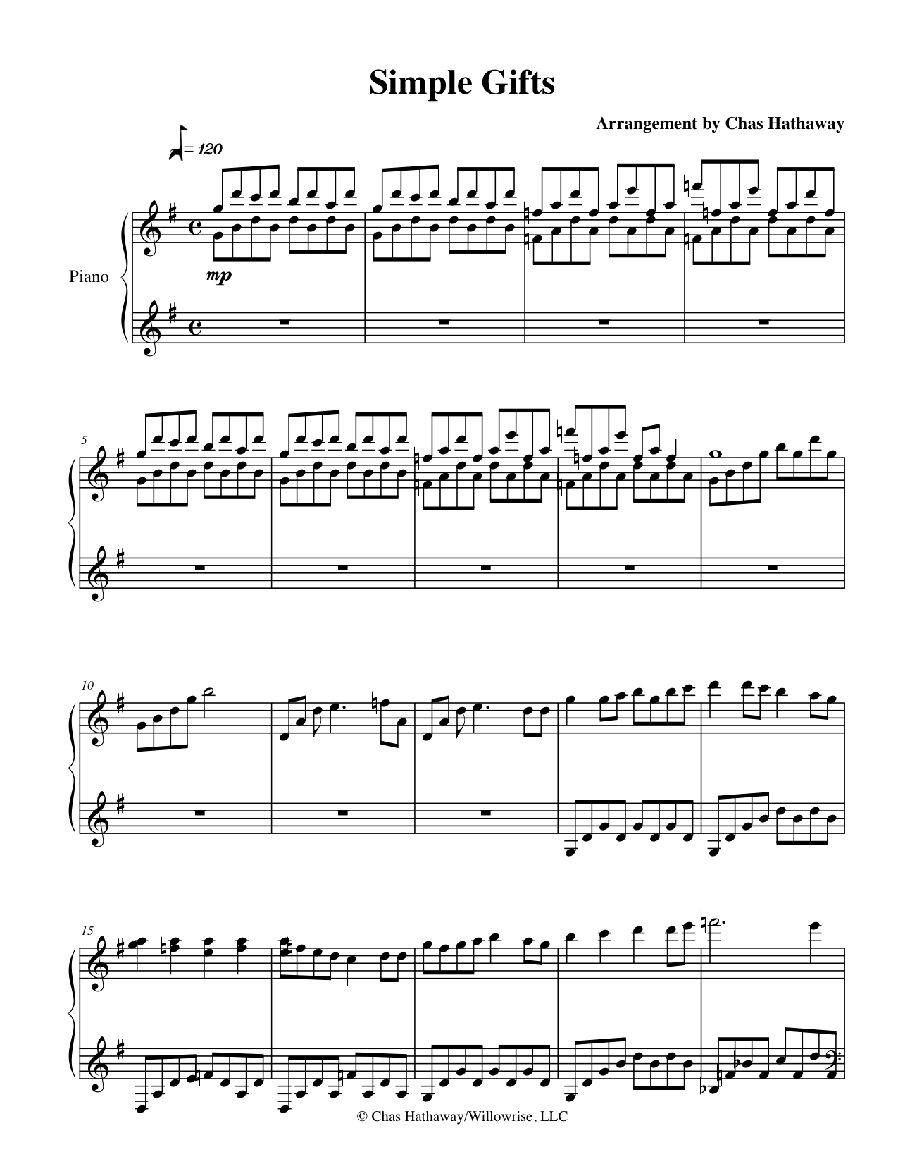 Simple Gifts Sheet Music by Chas Hathaway
