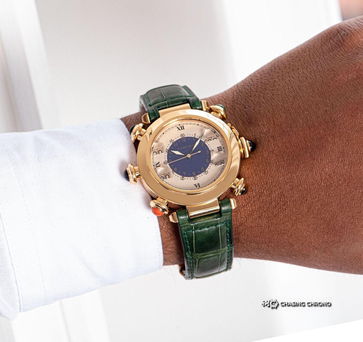 CARTIER PASHA DE CARTIER GOLF MEN'S 18K YELLOW GOLD WHITE