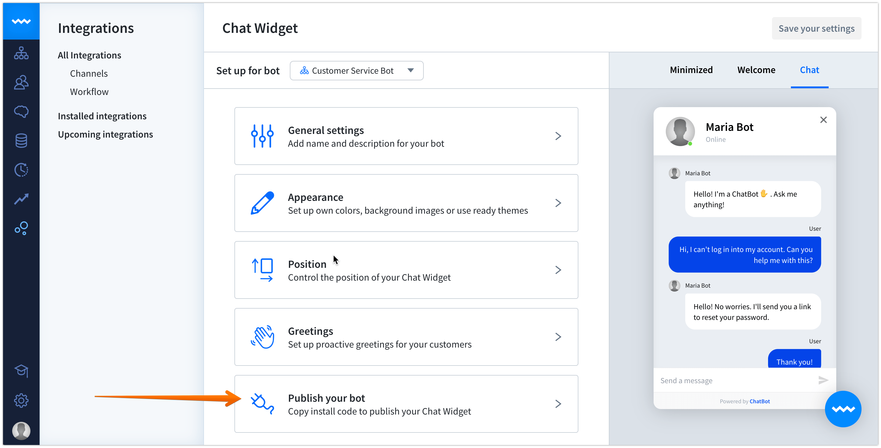 Install ChatBot on your website