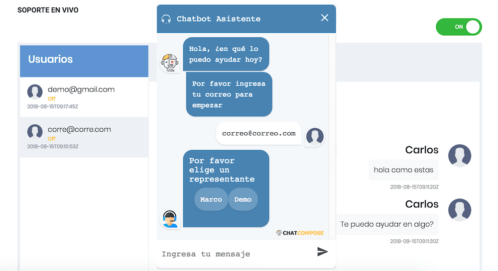 Chatbots para soporte con chat en vivo