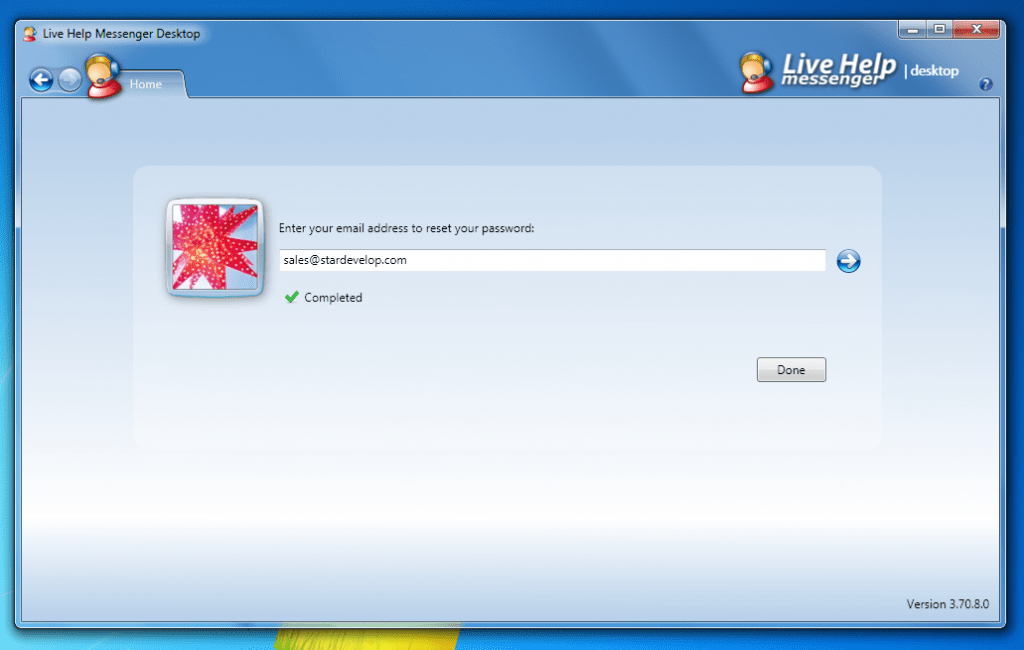 Live Help Reset Password (Enter your account Email Address