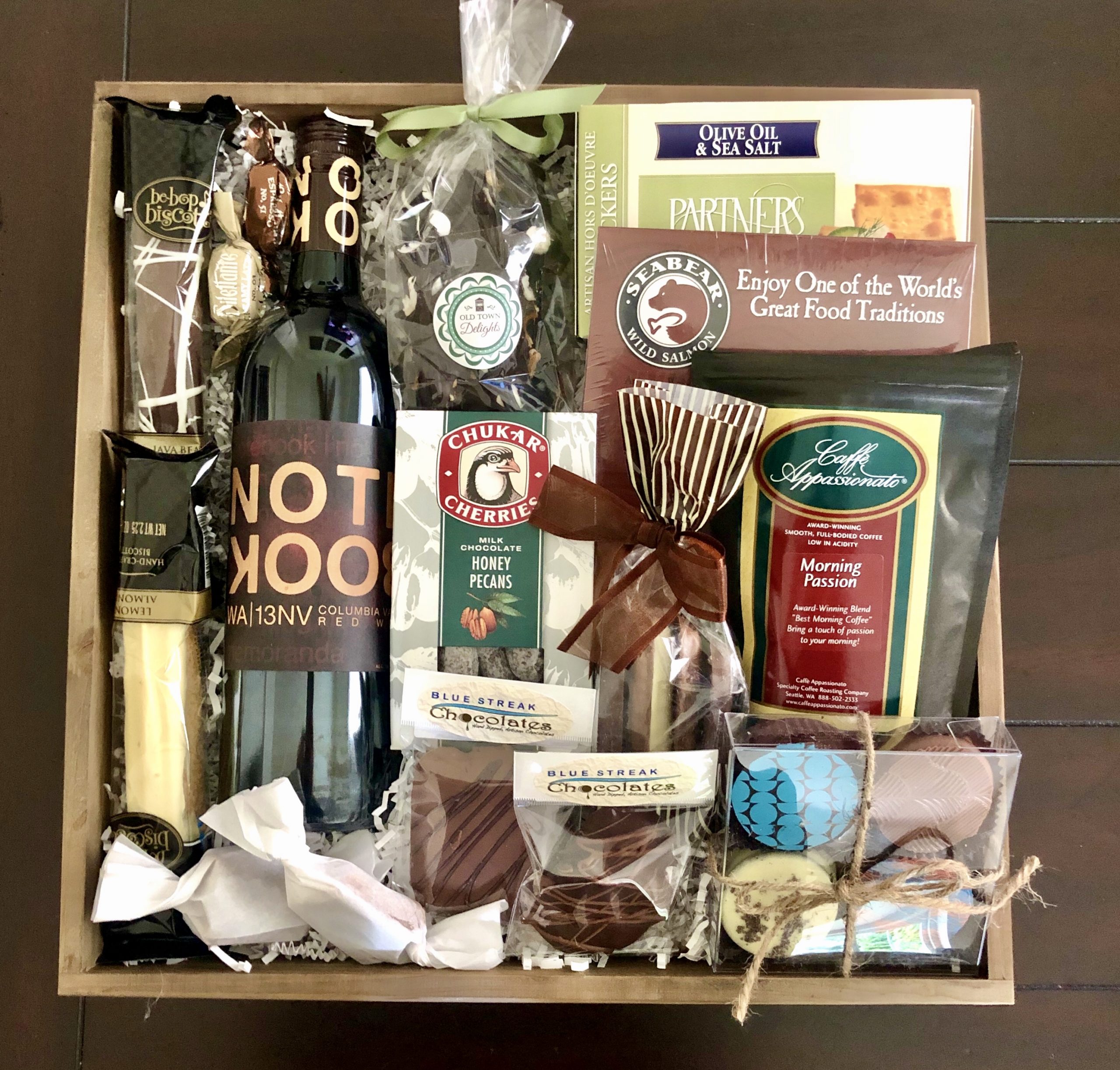 Large Wooden Tray Chatterbox gift basketslocally sourced/northwest