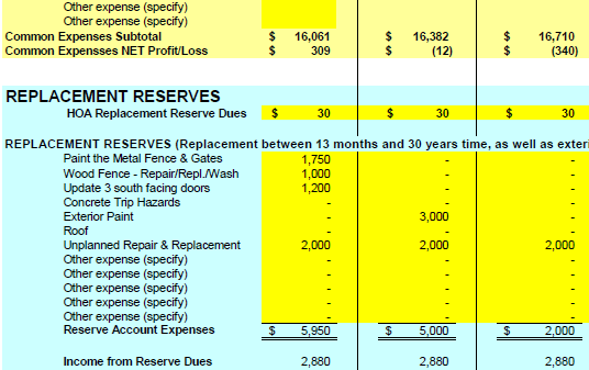 Cheap Reserve Study Excel Template with Sample PDF