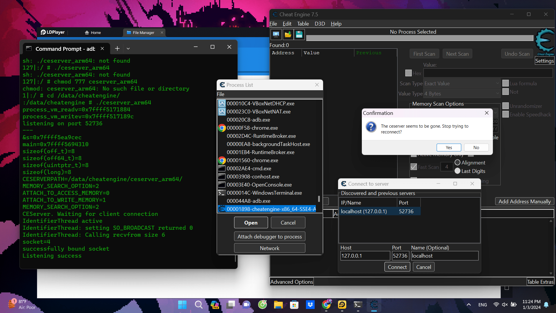 Cheat Engine :: View topic - [Tutorial] Running and using CEServer on