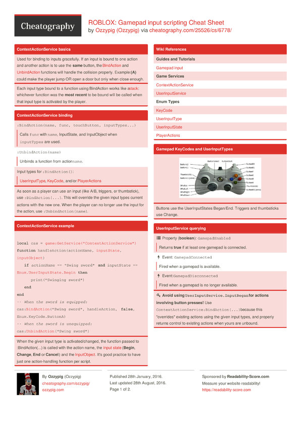 ROBLOX Gamepad input scripting Cheat Sheet by Ozzypig