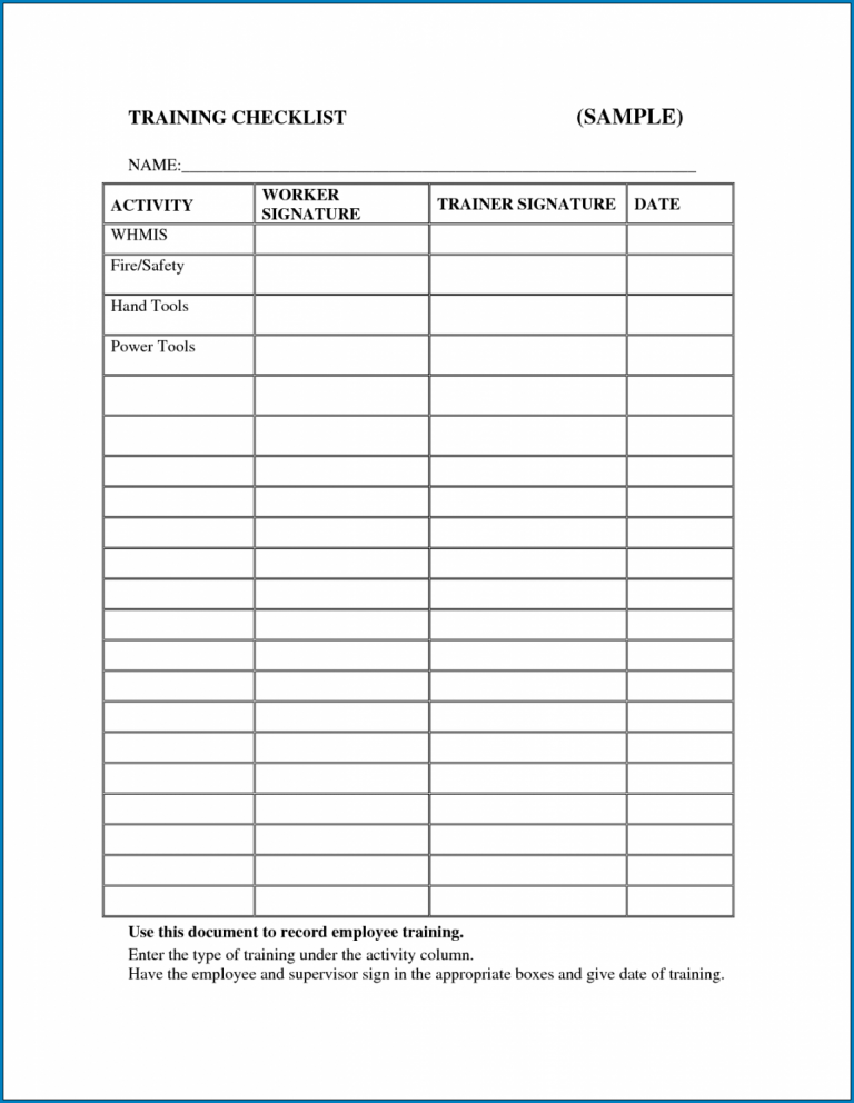 √ Free Printable Employee Training Checklist Template | Checklist Templates