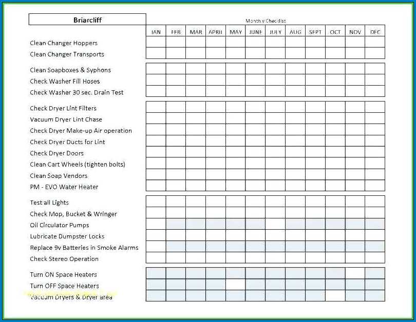 √ Free Printable Preventive Maintenance Checklist Template Checklist