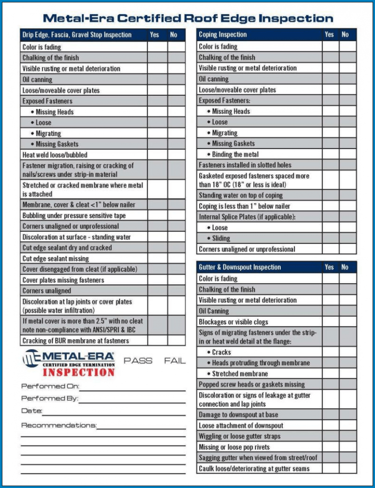 √ Free Printable Roofing Checklist Template Checklist Templates