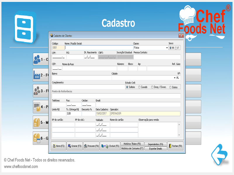 Cadastros > Cadastro de clientes