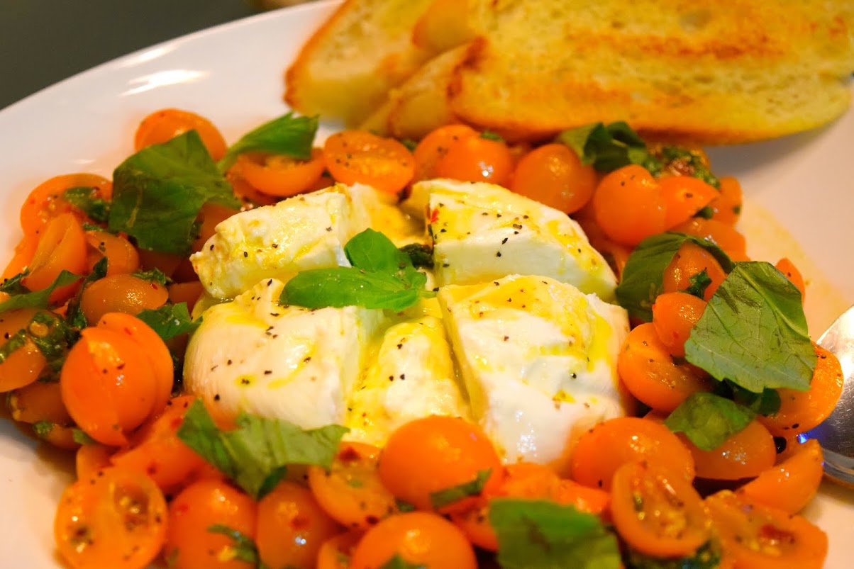 Burrata with Truffled Cherry TomatoBasil Salad Chef Priyanka Vegan