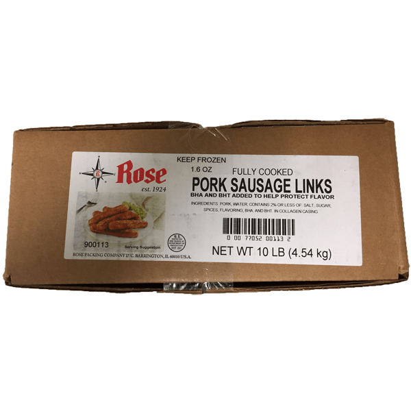 ROSE PORK SAUSAGE LINK COOKED 08 OZ SKINLESS US Foods CHEF'STORE
