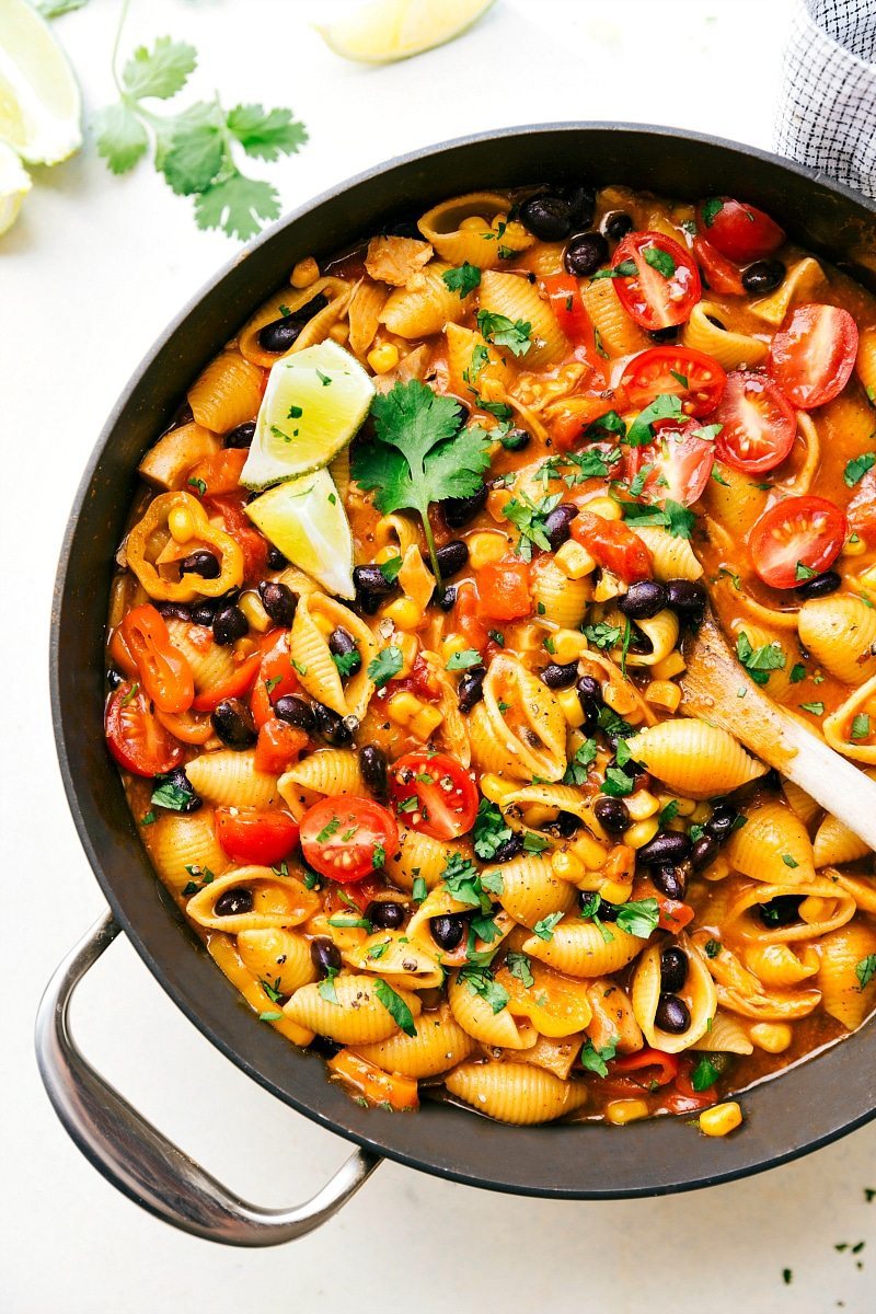 One Skillet Chicken Enchilada Pasta Chelsea's Messy Apron