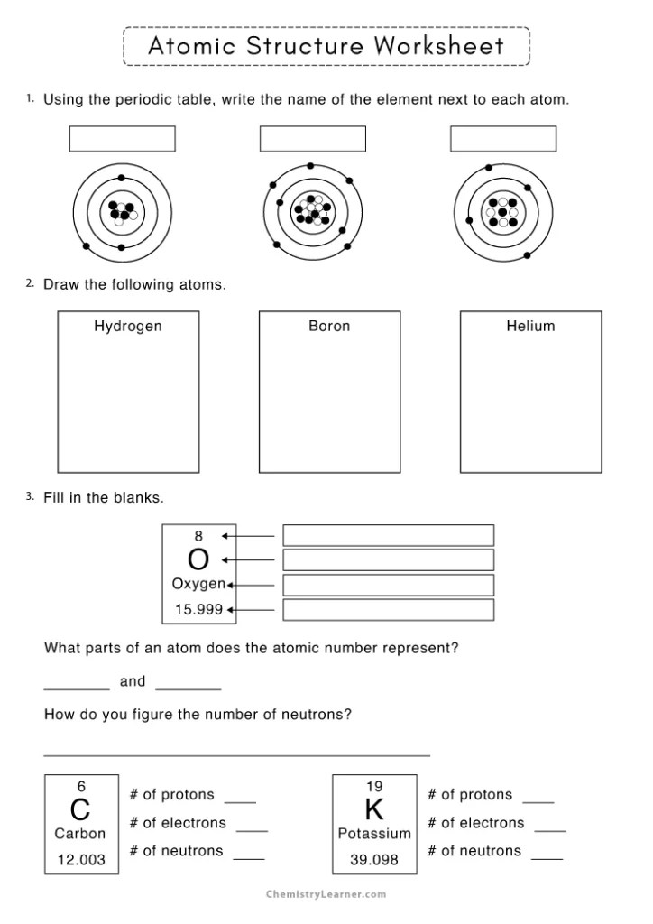 Free Printable Atomic Structure Worksheets