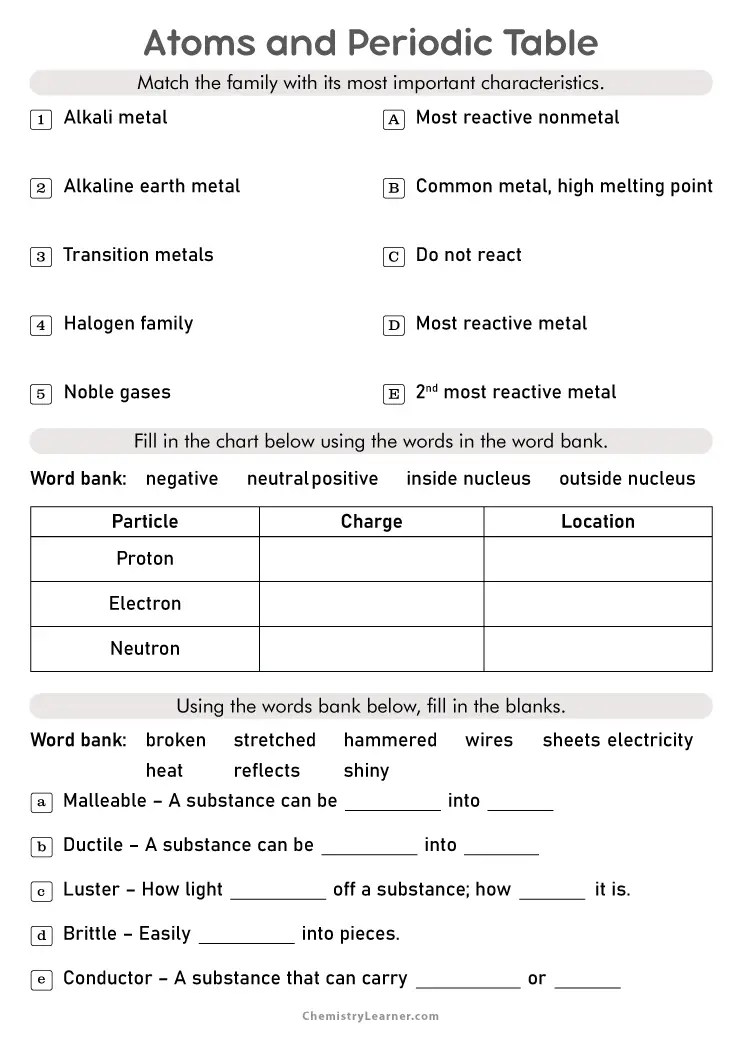 Periodic Table Packet 1 Answer Key Pdf | Elcho Table