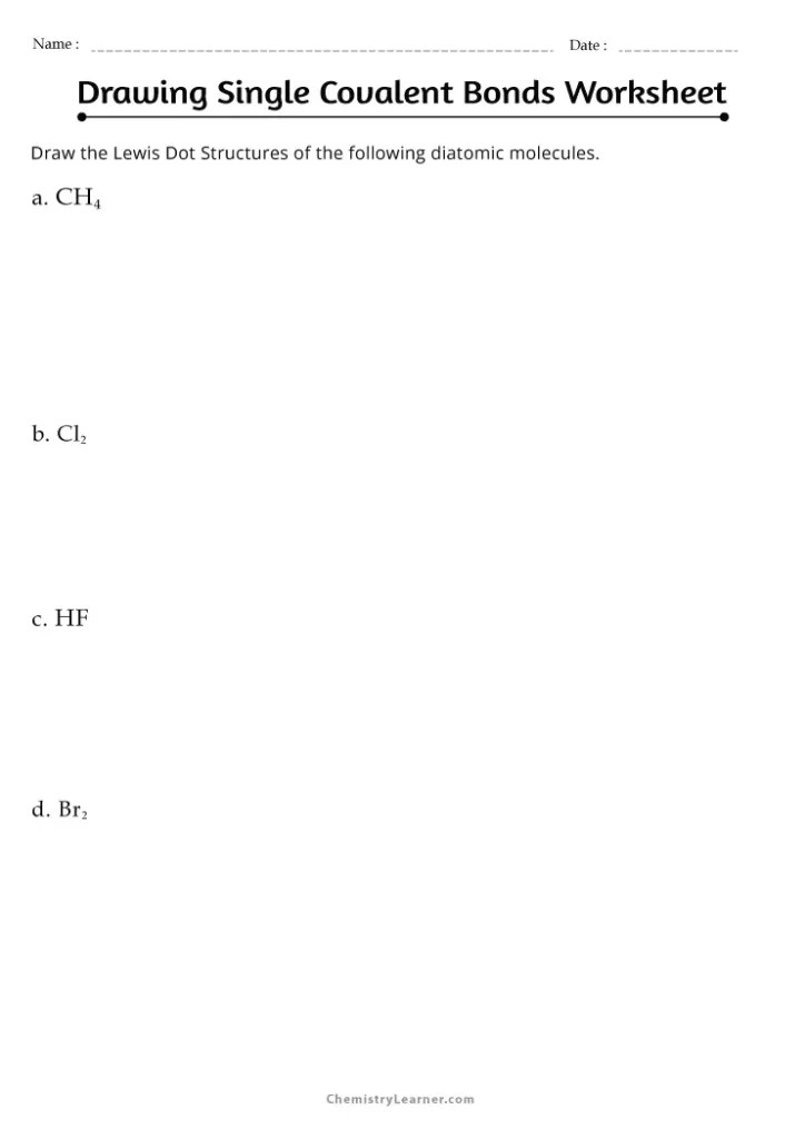 Free Printable Covalent Bonding Worksheets