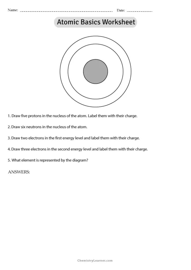 Free Printable Atomic Basics Worksheets