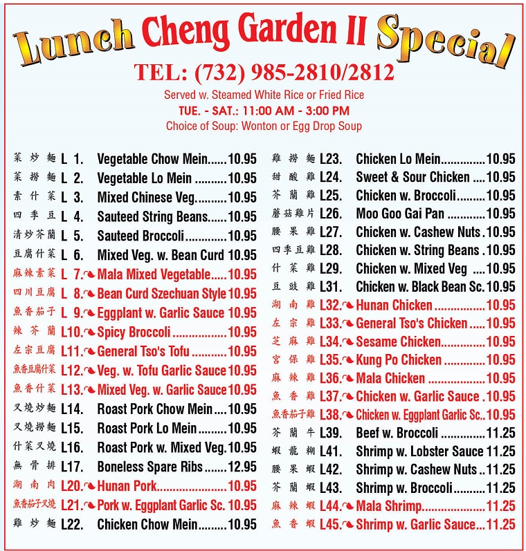 Cheng Garden Chinese Restaurant in EdisonEat In, Take Out, Delivery