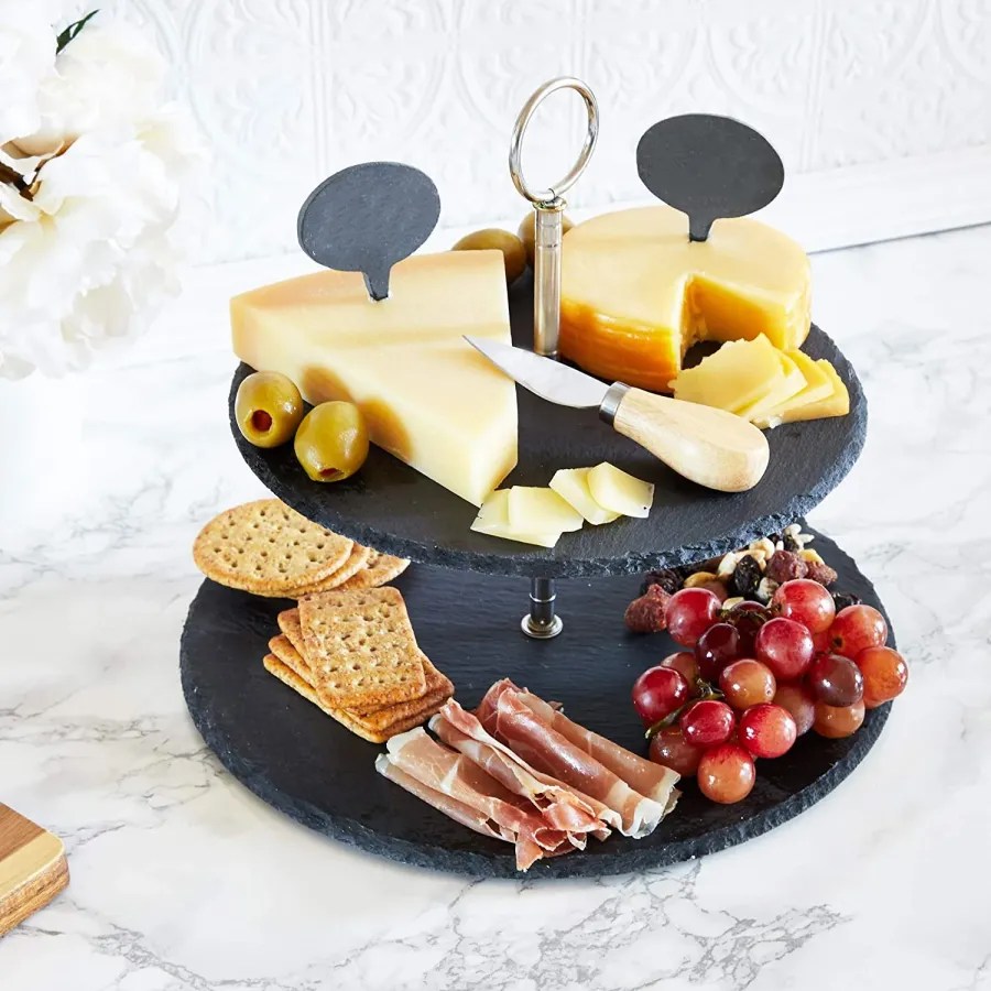 Elevate Dessert Service with Our 2 Tiers Slate Cake Stand Chenkang Slate