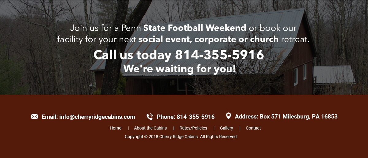 *Vacation Rentals Central PA Pennsylvania Cabin Rentals Cherry