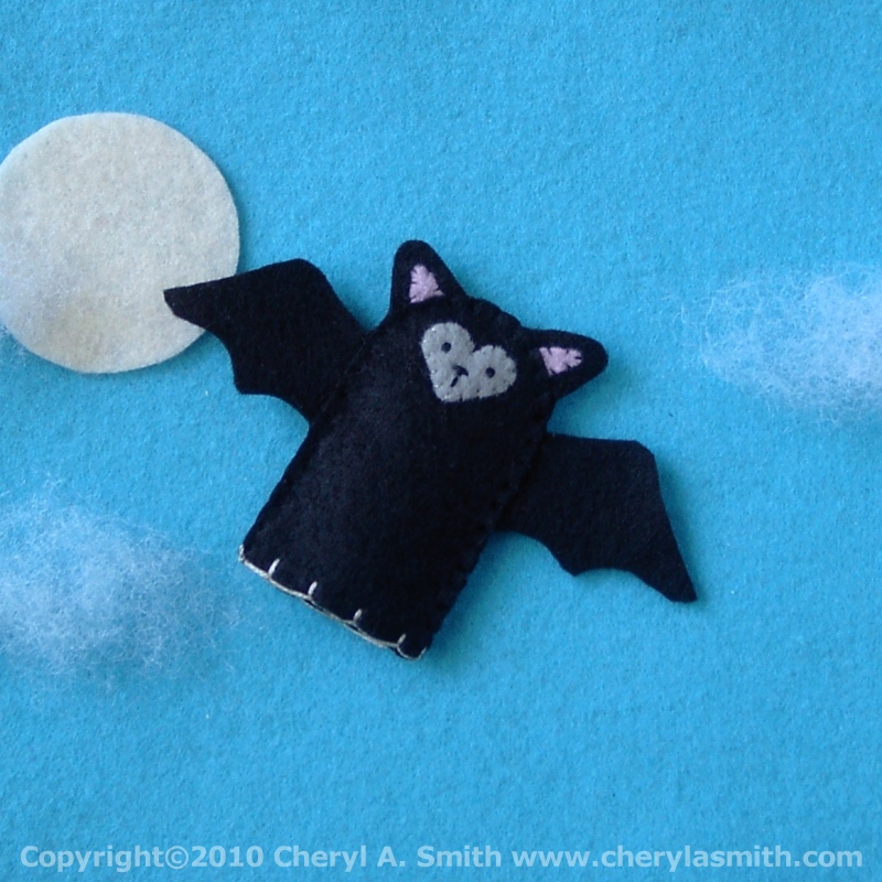 Bat Finger Puppet Handstitched Bat Felt Finger Puppet