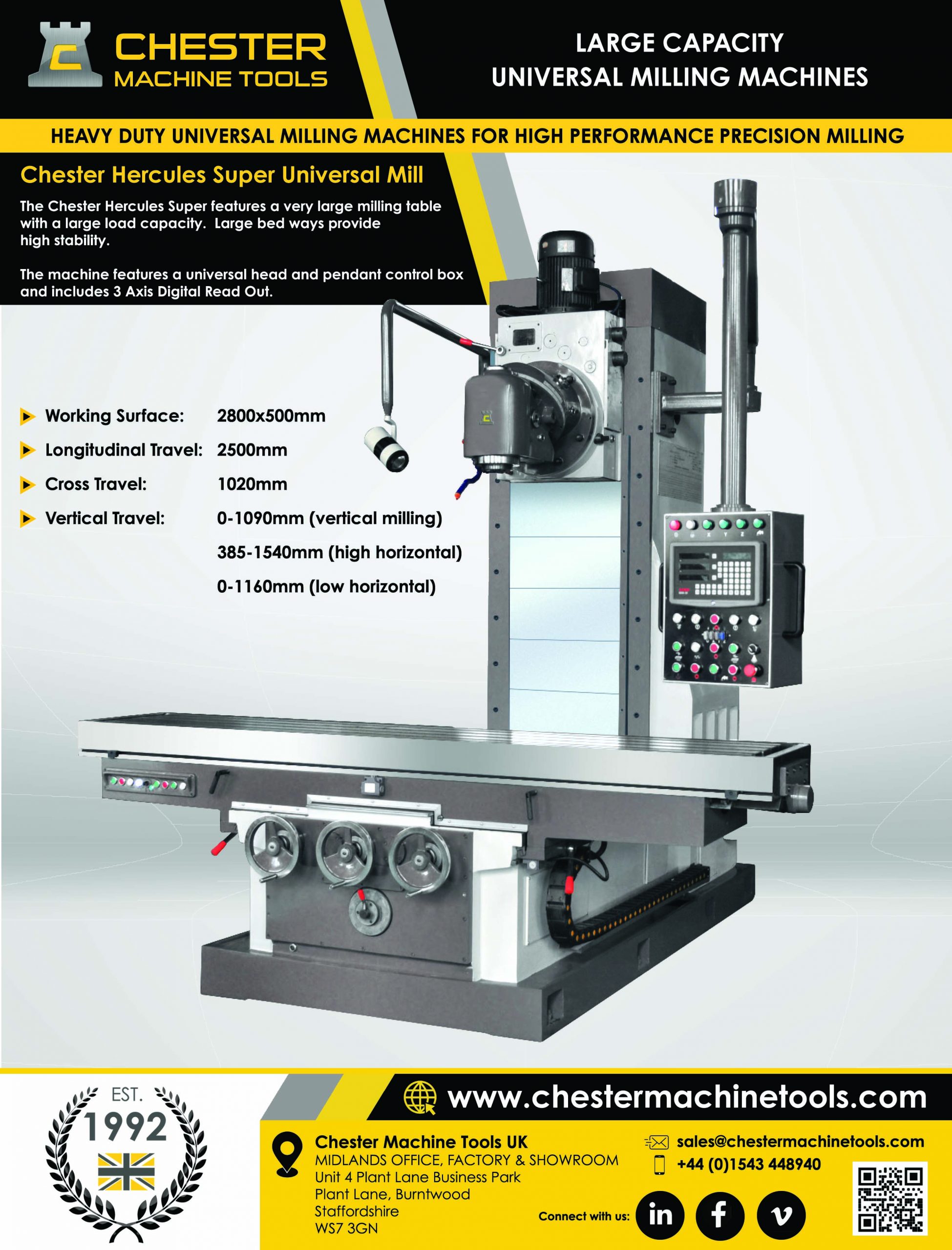 Heavy Duty Universal Milling Machines Chester Machine Tools