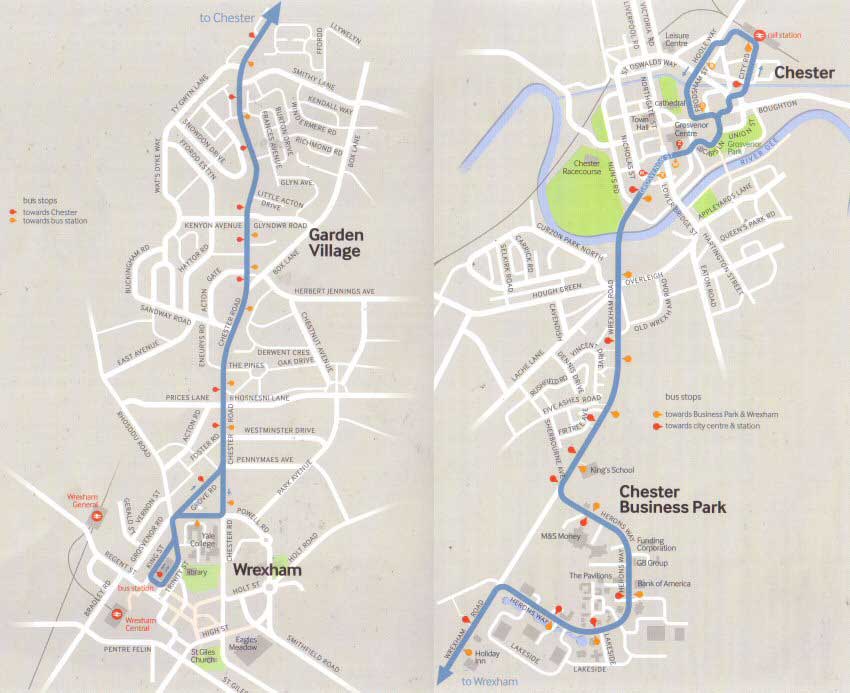 Chester Tourist Chester Transport Buses Arriva Number 1 Chester to Wrexham
