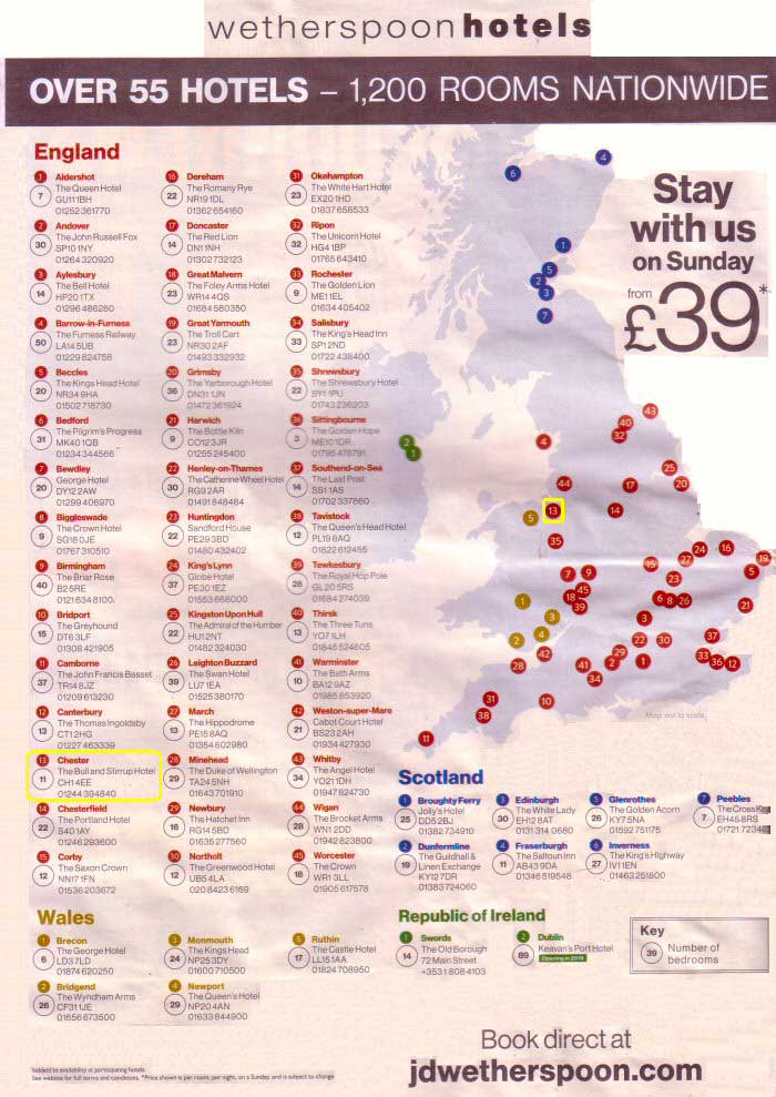 Wetherspoons In London Map Chester Tourist Bull and Stirrup Hotel Chester