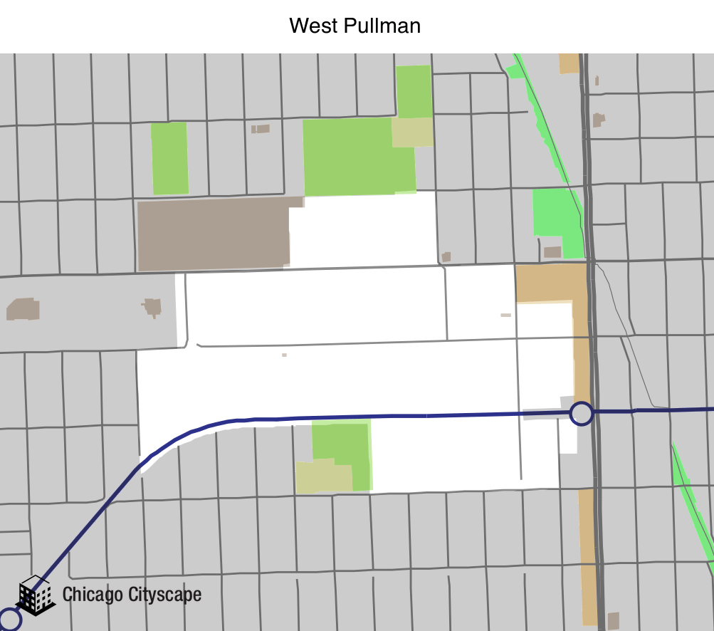 Map of building projects, properties, and businesses in West Pullman