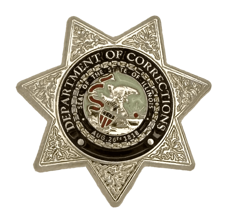 ILLINOIS DEPARTMENT OF CORRECTIONS STAR LAPEL PIN Silver Chicago Cop