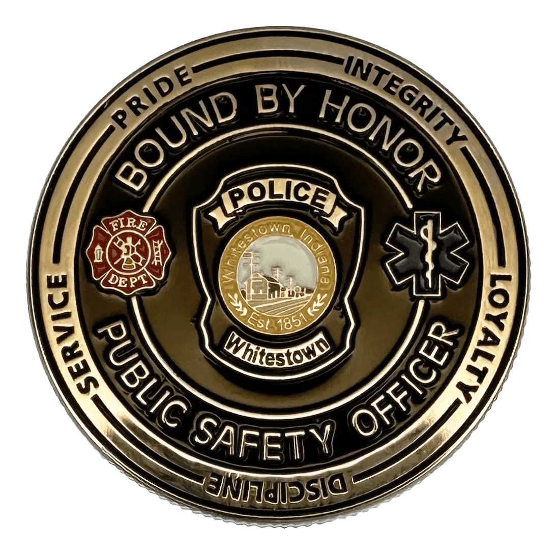 WHITESTOWN POLICE DEPARTMENT CHALLENGE COIN Size 1.75" Chicago Cop Shop