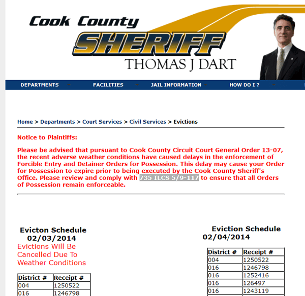 Cook County Sheriff warns of stale eviction judgments