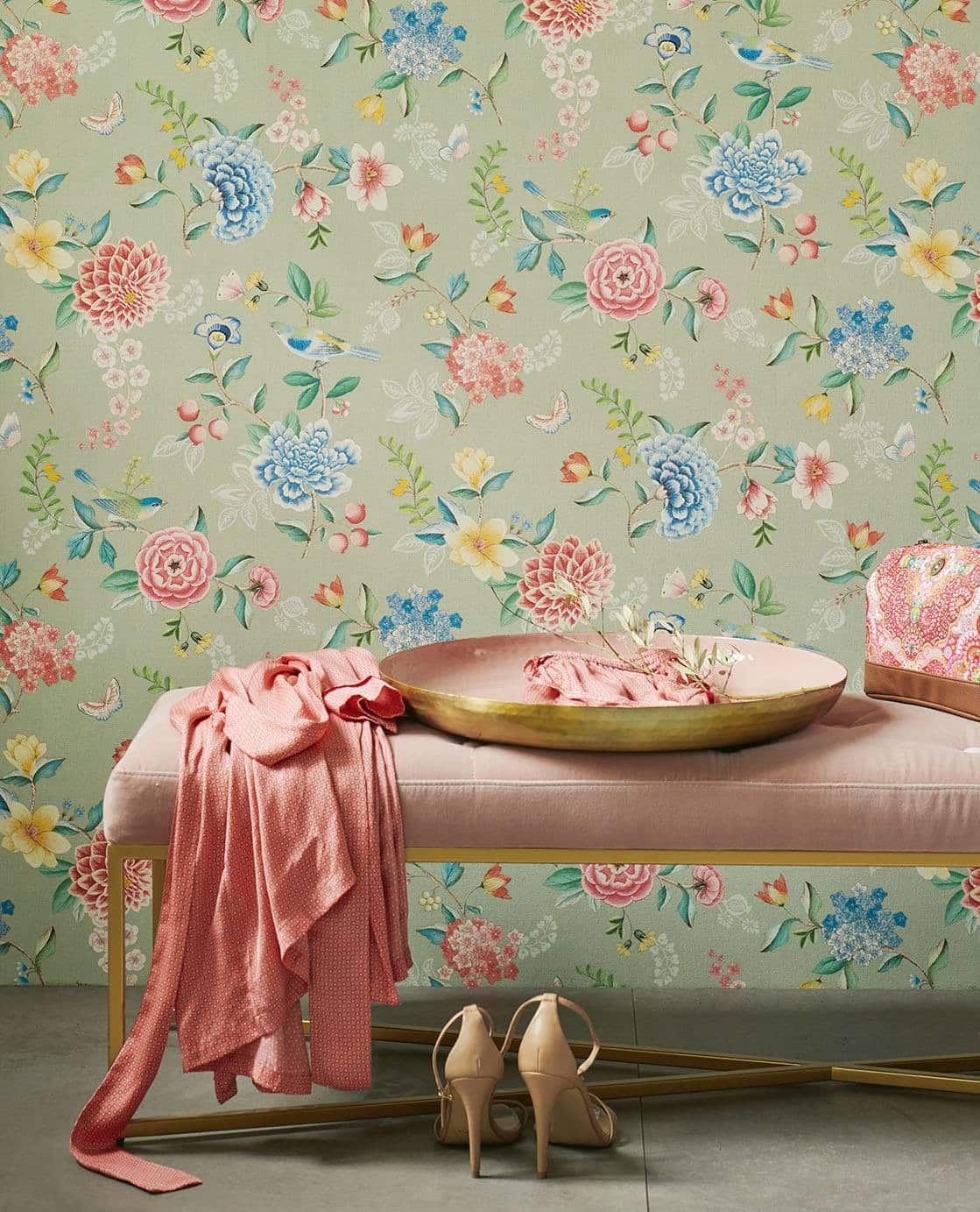pip studio tapet Pip Studio Floral Textile Look Wallpaper (Various Colors)