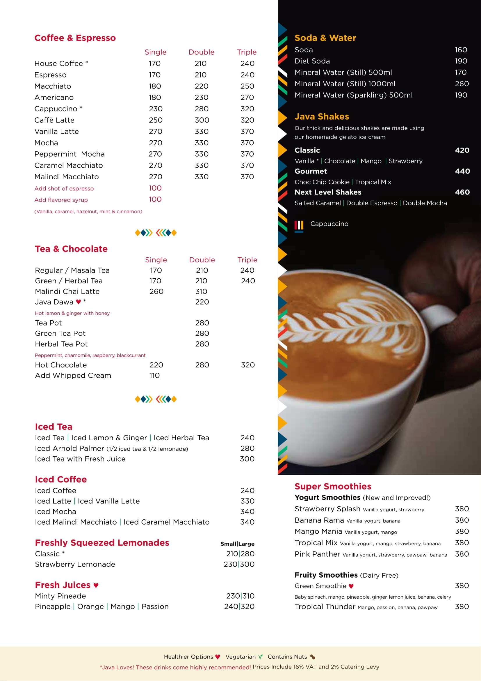 Java Menu Kenya, Java Junction Mall & B B House of Java 2 Terrific