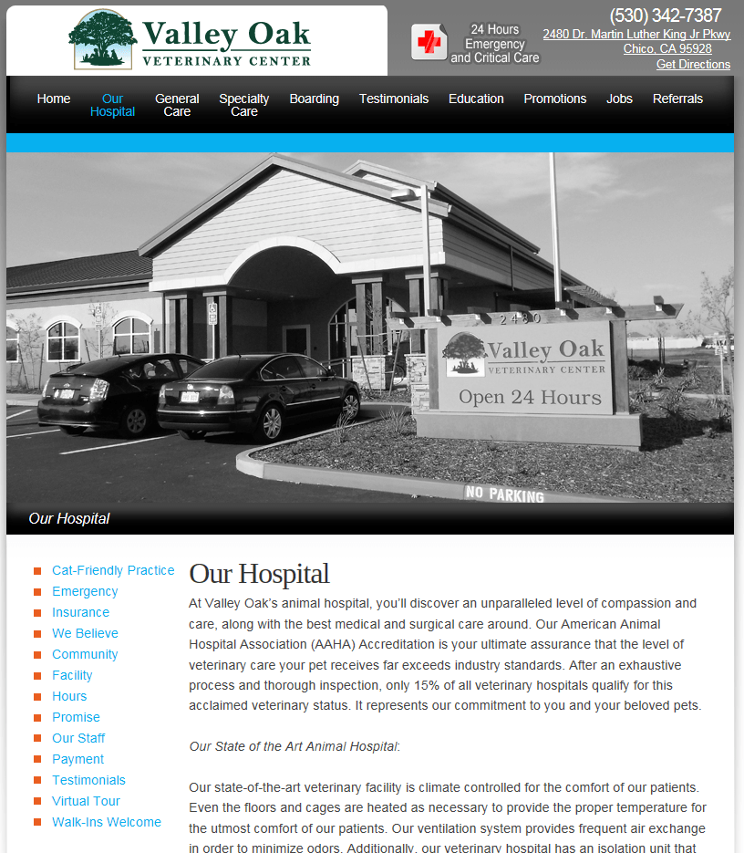 Valley Oak Veterinary Center Chico Web Design