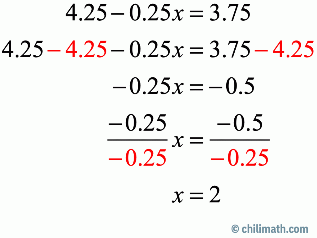 TwoStep Equations Practice Problems with Answers ChiliMath