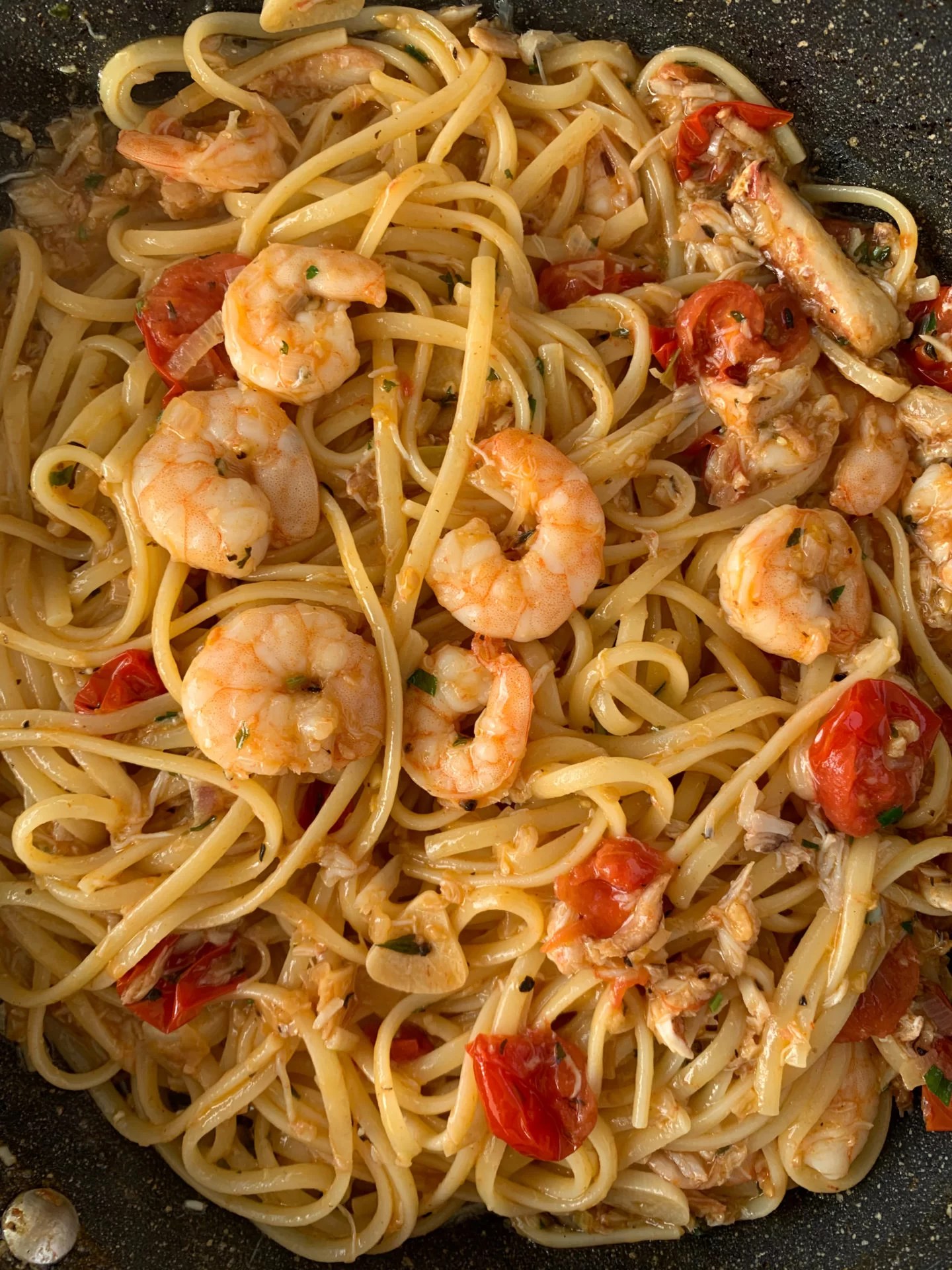 Prawn and Crab Linguine Spicy and Fresh Chilli & Life