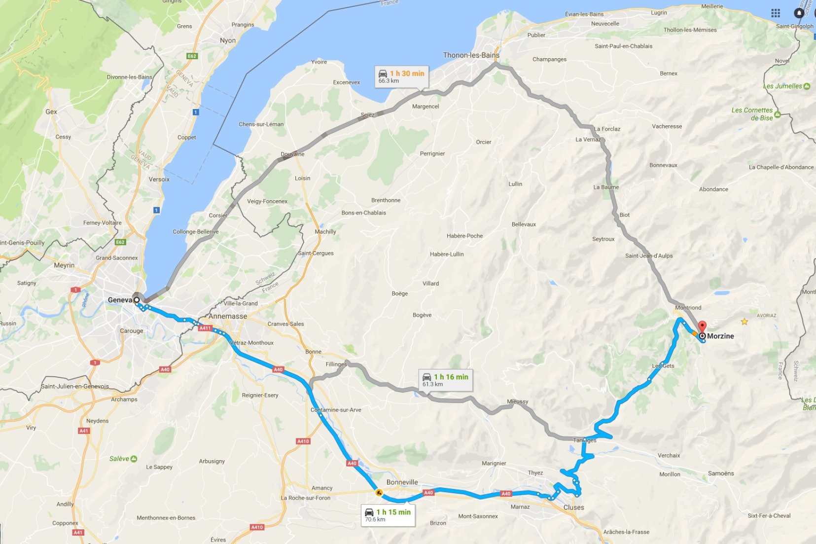 Directions from Geneva Airport to Morzine Chilly Powder