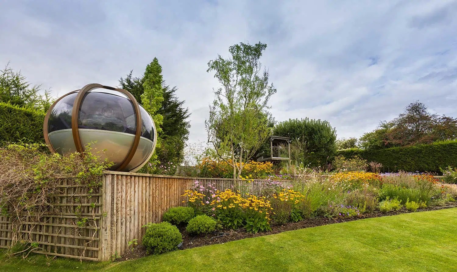 Large contemporary hillside garden Chiltern Garden Design