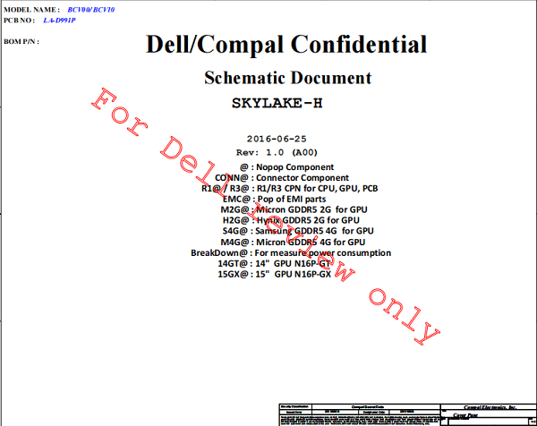 The Schematic, Circuit Diagram PDF file for Dell 14-7466 PlateNo. LA