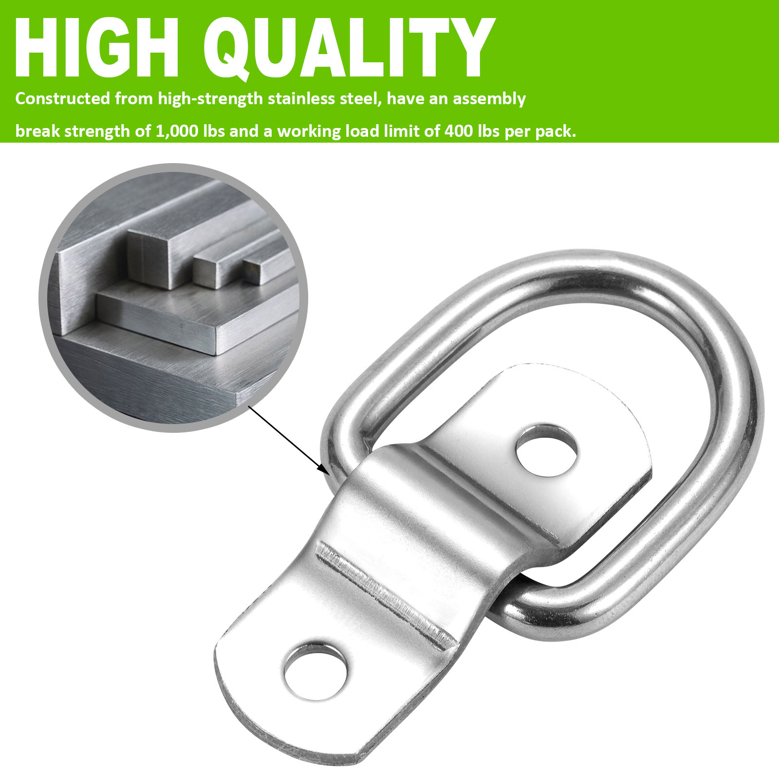 China 102074S 1/4″ Stainless Steel Trailer Tie Down Hooks D Ring Tie